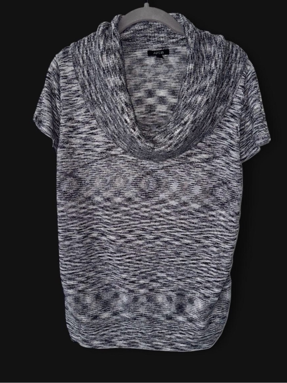 Apt. 9 Black & Gray Marled Cowl Neck Short-Sleeve Sweater